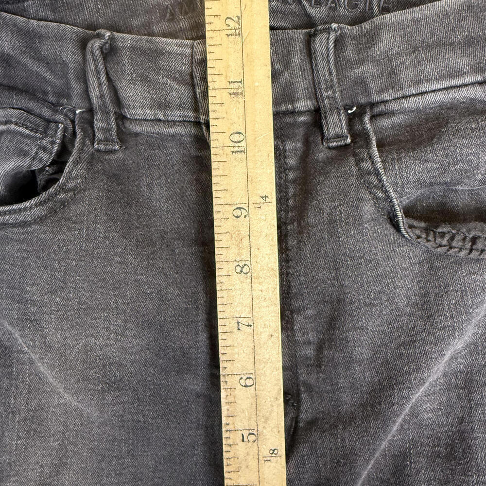 American Eagle Women's Size 6 Black Button Fly Next Level Stretch Wide Leg Jeans - Picture 4 of 9